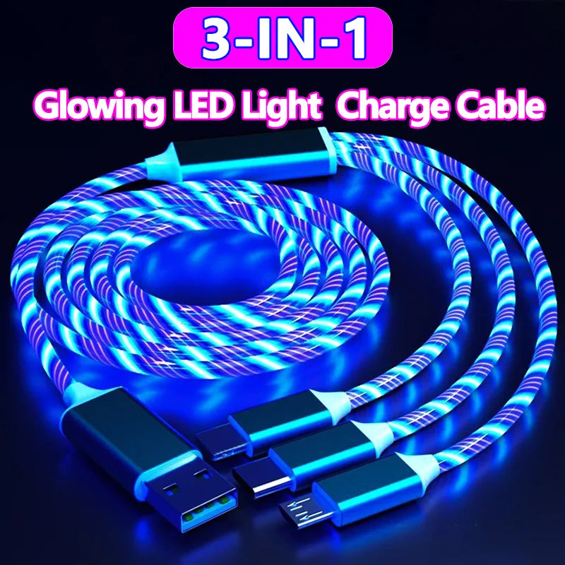 3-IN-1 Glowing LED Light Phone Charger